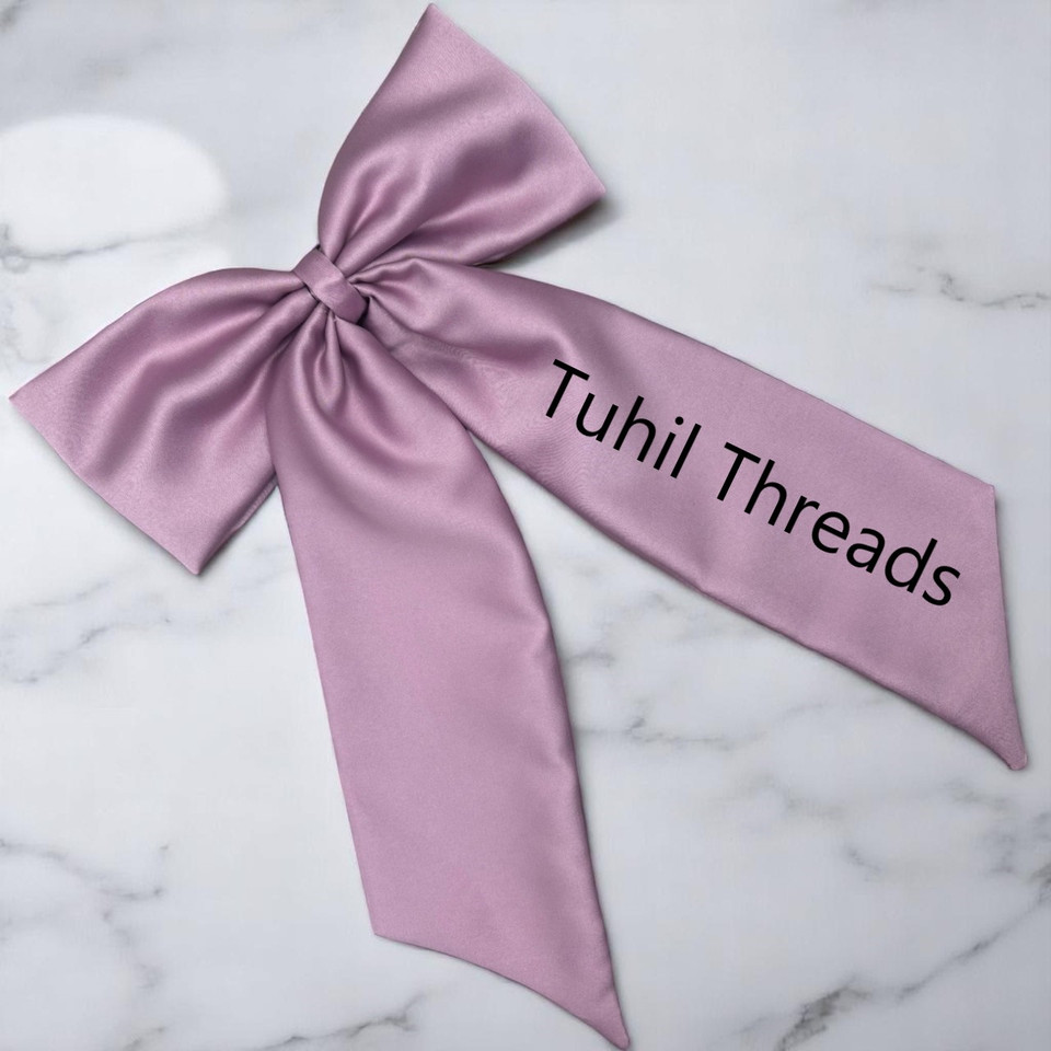 Lilac Statement Long Tail Bow - Royal Micro Satin (Customisation Available)