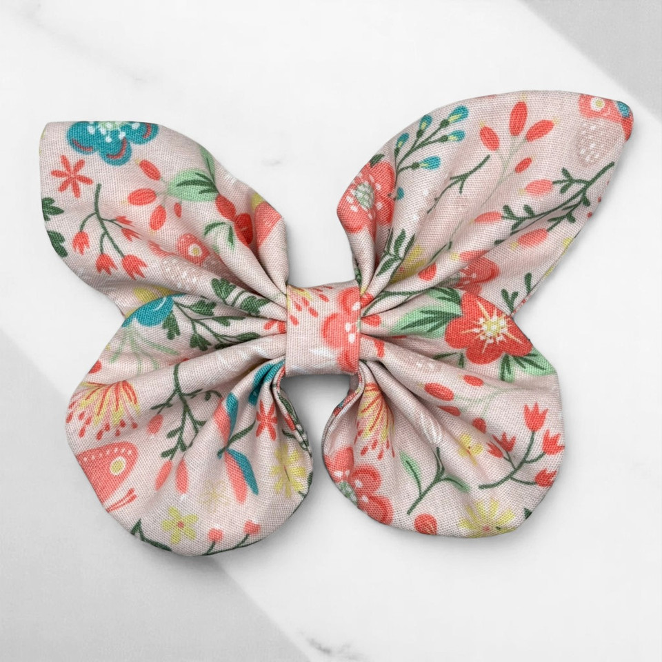 Rose Garden Floral Medium Cotton Butterfly Bow