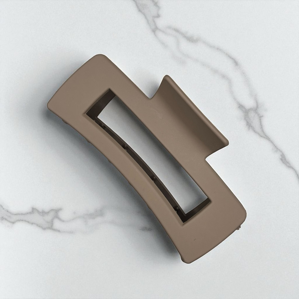 Taupe Rectangular Open-Frame Claw Clip-10.5cm Taupe Rectangular Open-Frame Claw Clip-10.5cm