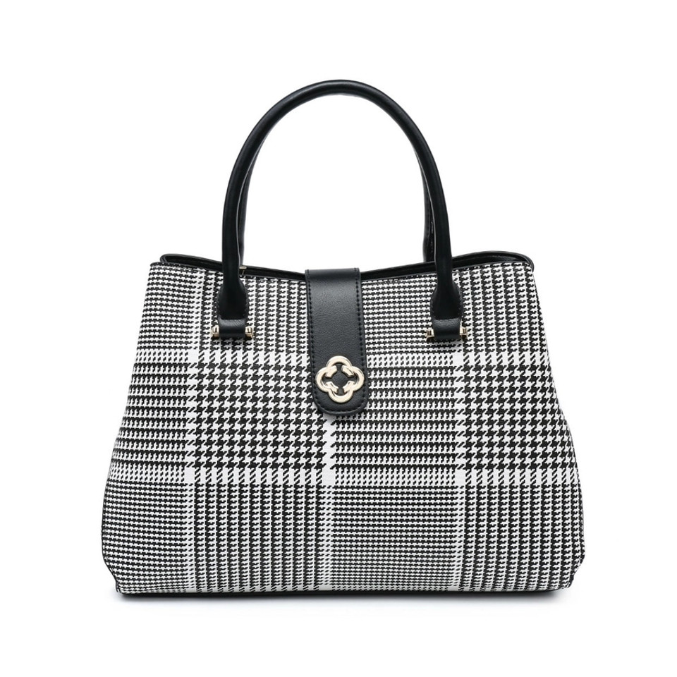 Handbag with Zip Top Section and Flap Over Buckle Handbag with Zip Top Section and Flap Over Buckle