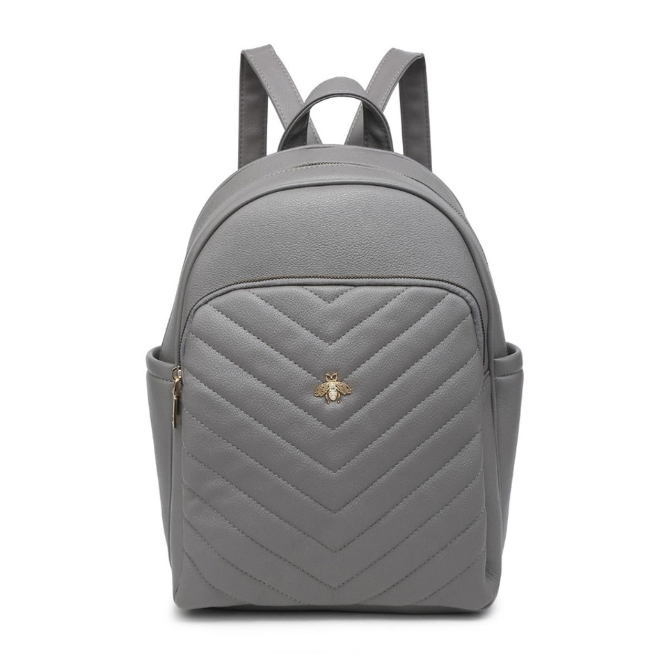 Backpack with Chevron Quilted Pattern and Bee Badge, Shop at Tuhil Threads. Backpack with Chevron Quilted Pattern and Bee Badge, Shop at Tuhil Threads.