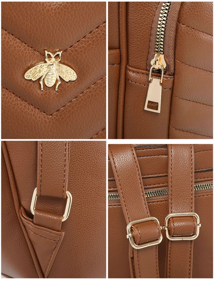 Backpack with Chevron Quilted Pattern and Bee Badge, Shop at Tuhil Threads. Backpack with Chevron Quilted Pattern and Bee Badge, Shop at Tuhil Threads.