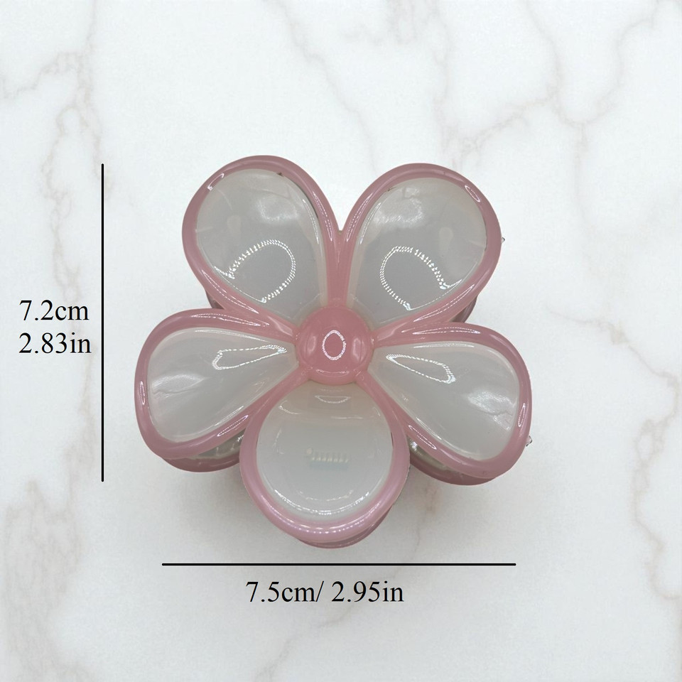 Pink flower claw clip 8.5cm  - Tuhil Threads Pink flower claw clip 8.5cm  - Tuhil Threads