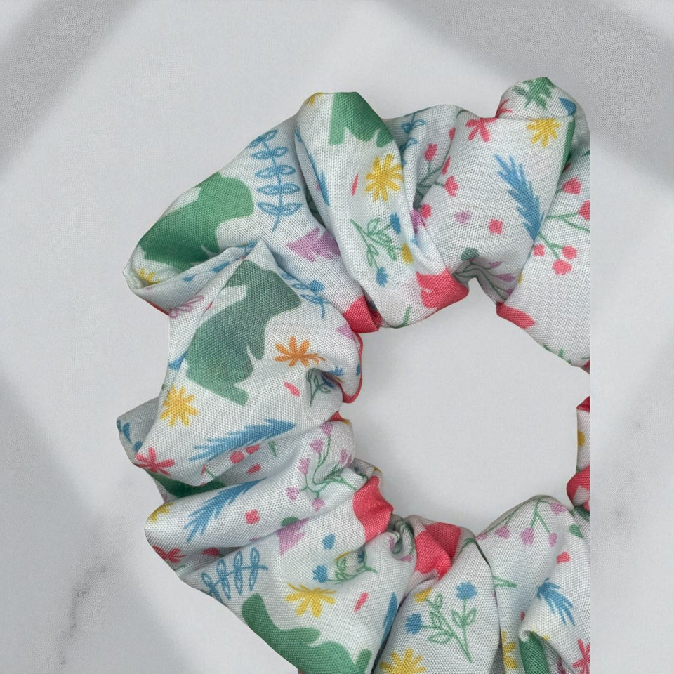 Bunny Blossom PolyCotton Scrunchie. Shop Tuhil Threads hair accessories. Bunny Blossom PolyCotton Scrunchie. Shop Tuhil Threads hair accessories.