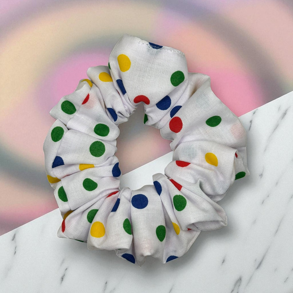 Confetti Dot PolyCotton Scrunchie. Shop at Tuhil Threads. Confetti Dot PolyCotton Scrunchie. Shop at Tuhil Threads.