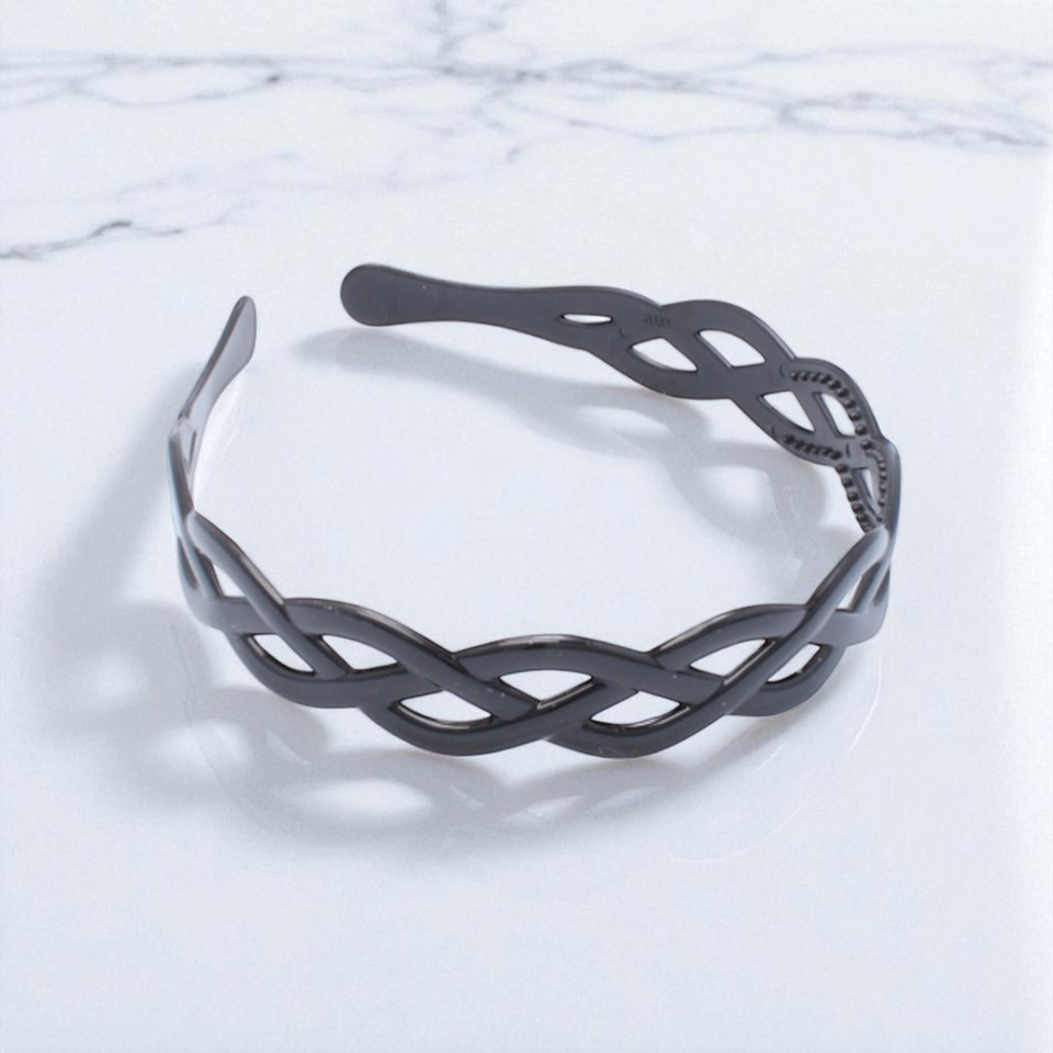 Black Woven Plastic Headband (2cm Wide)