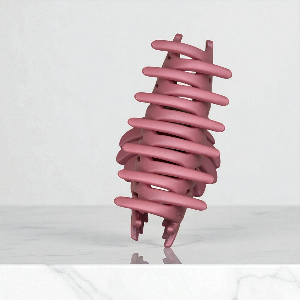 Matte Pink Leaf Hair Claw - 9cm. Shop at  Tuhil Threads.