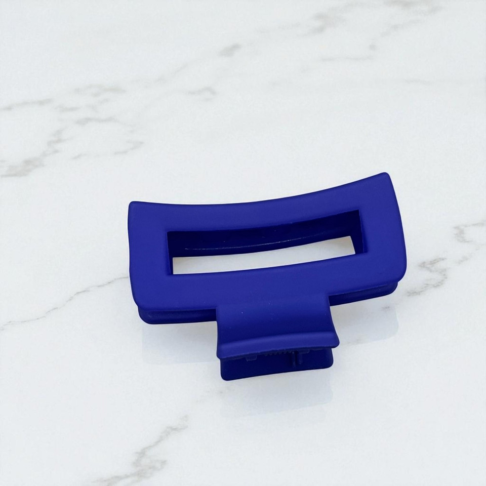 Matte Blue Rectangle Claw Clip - 4cm Matte Blue Rectangle Claw Clip - 4cm