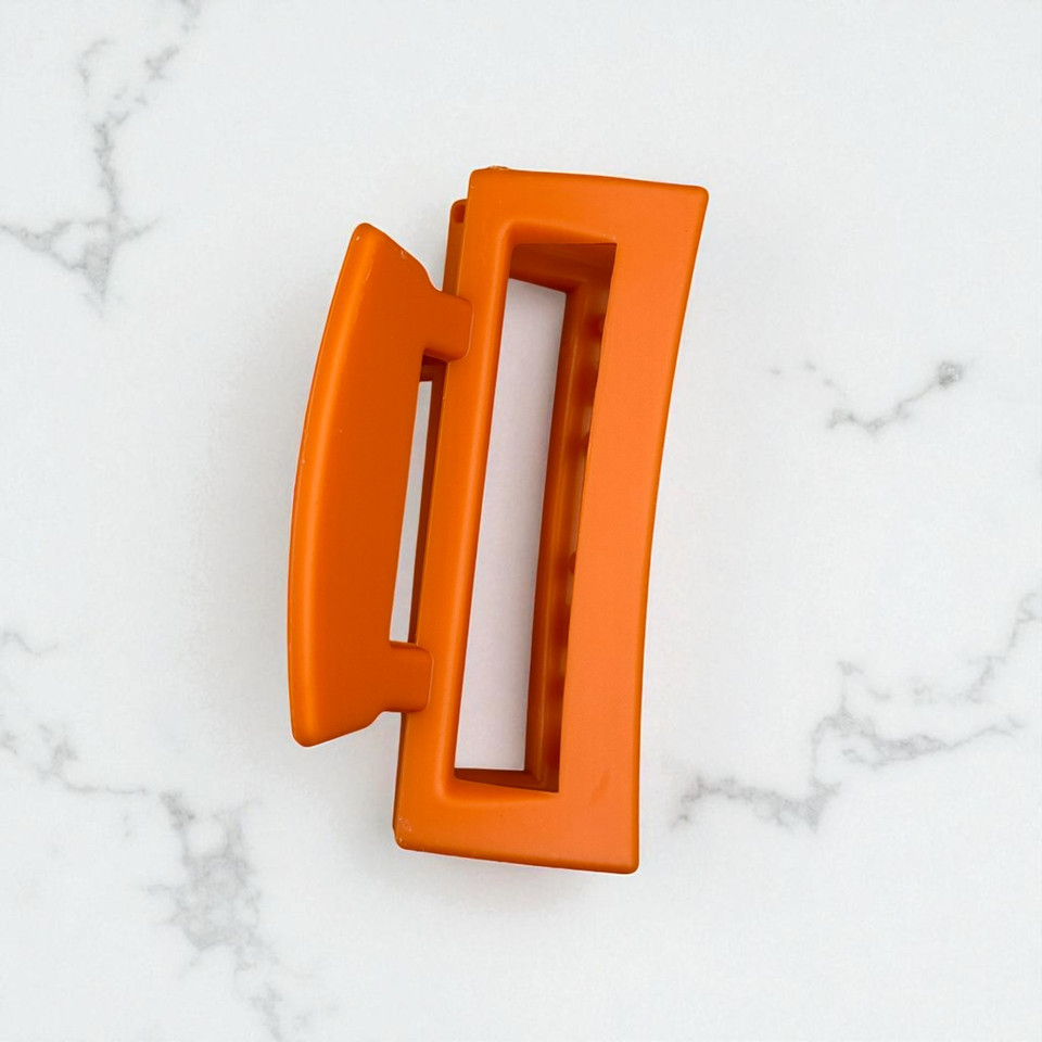 Matte Orange Rectangular Open Claw Clip - 8cm Matte Orange Rectangular Open Claw Clip - 8cm