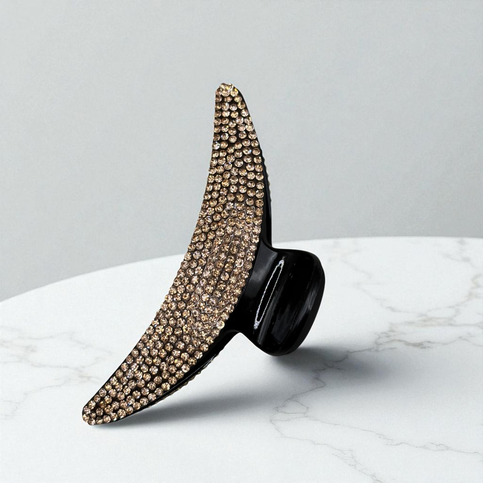 Sparkling Bronze Diamante Curved Hair Claw Clips- 11cm Sparkling Bronze Diamante Curved Hair Claw Clips- 11cm
