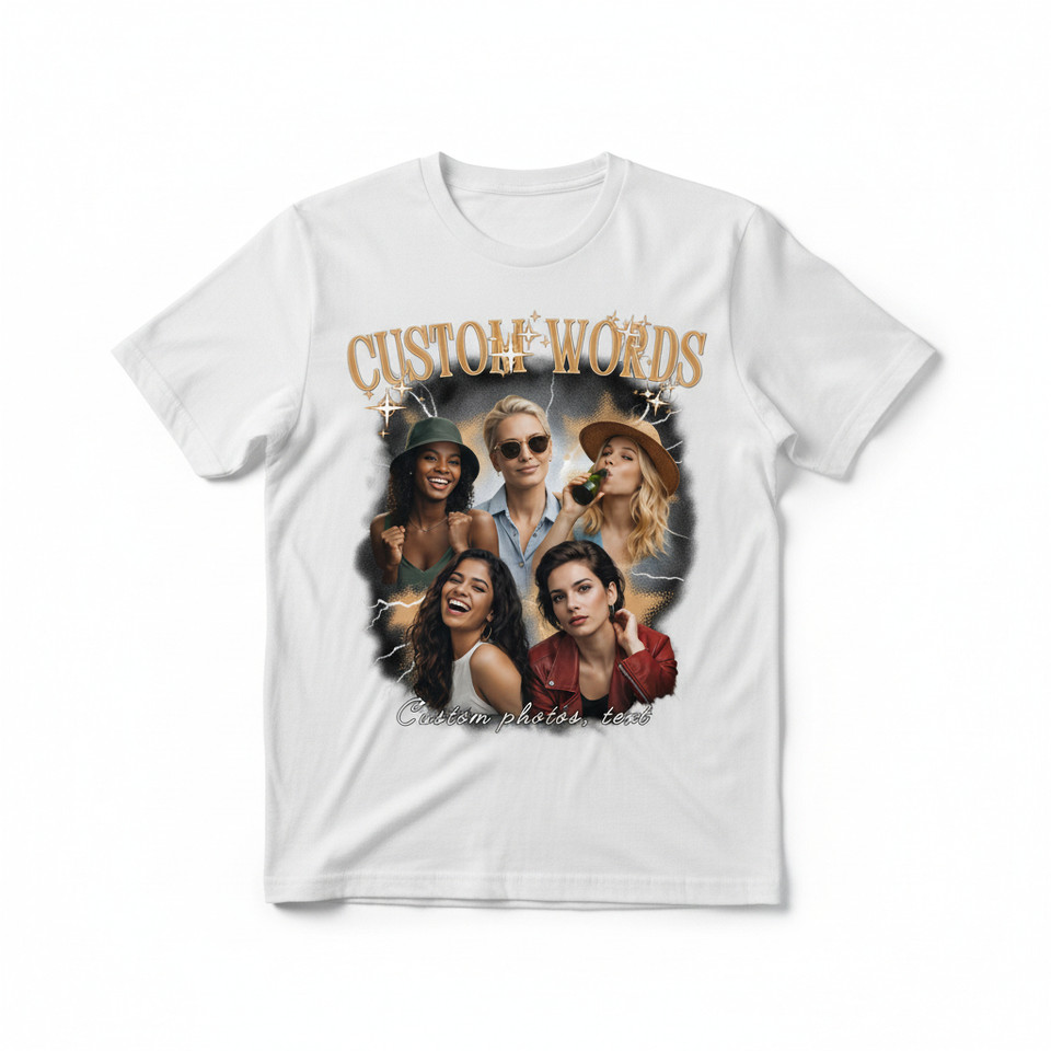 Custom Bootleg T-Shirt • 90s Retro Photo Collage Design- Vintage Collage Style Shirt