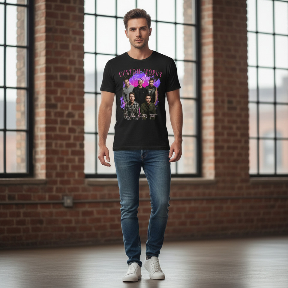 Custom Bootleg T-Shirt • 90s Retro Photo Collage Design- Vintage Collage Style Shirt