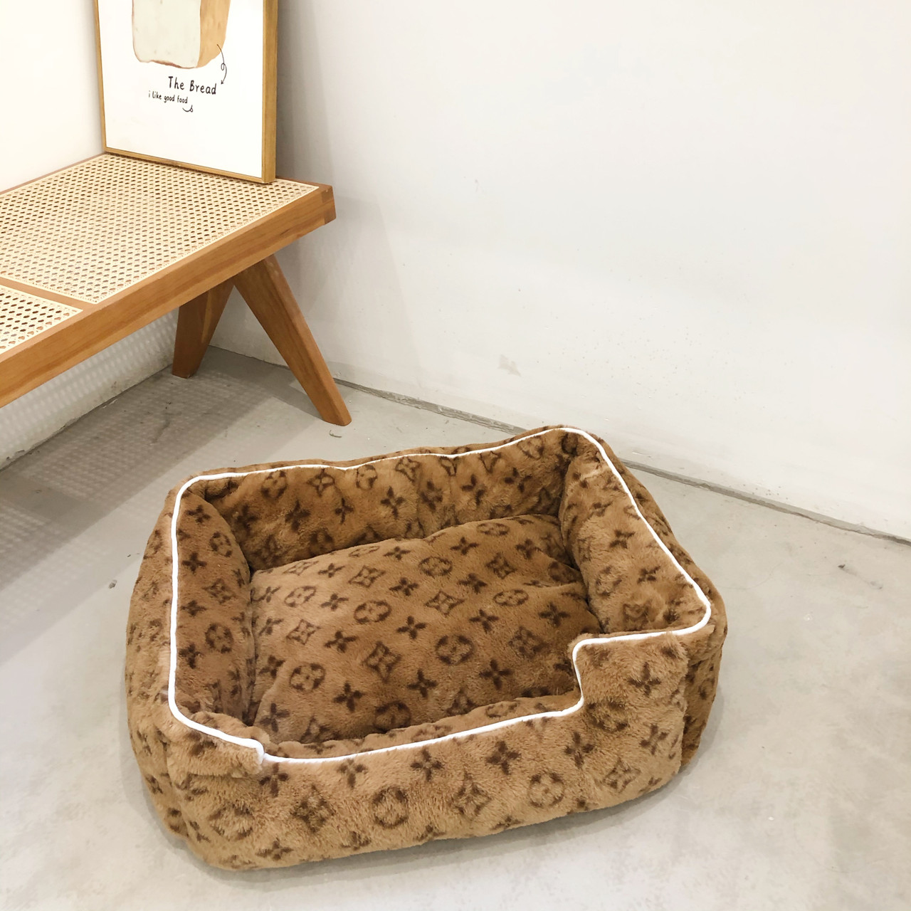 Flash SALE Louis Vuitton inspired dog bed.brown faux