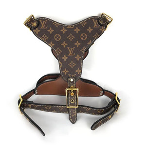 Upcycled Brown Check Louis Vuitton Dog Collar with Matching Bow - Hope &  Story