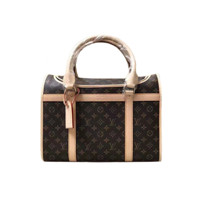 Chewy Vuitton Luxury Leather Dog Carrier