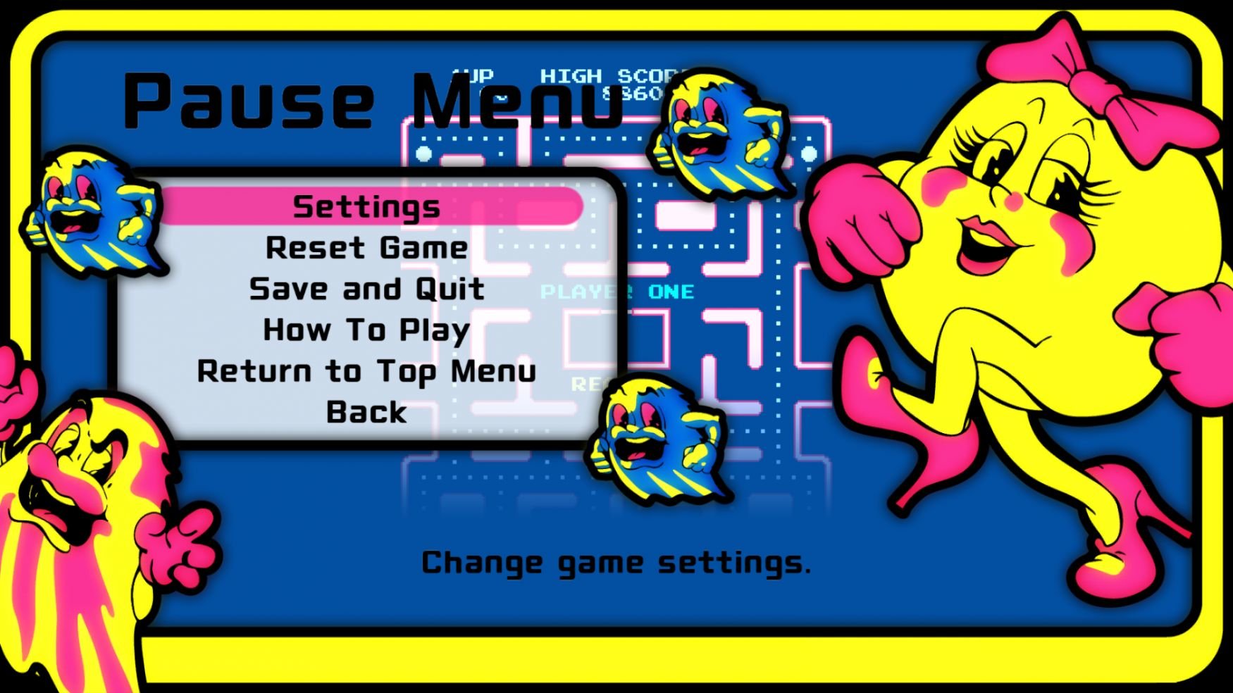 Mrs Pac Man Video Ms Pacman Logo Ms Pacman Galaga Anniversary Marquee (full Size
