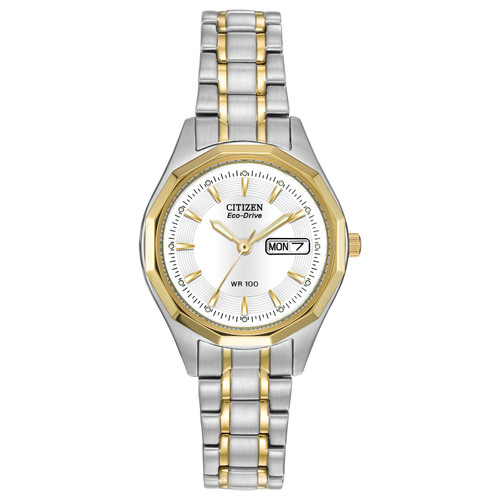 Ladies Silhouette Sport Eco-Drive Two-Tone Watch White Dial