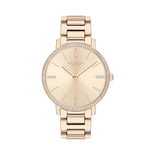 Ladies Audrey Rose Gold-Tone Crystal Watch Rose Dial