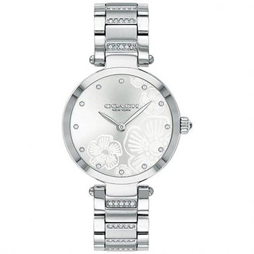 Ladies Park Silver-Tone Crystal Watch Silver & White Motif Dial