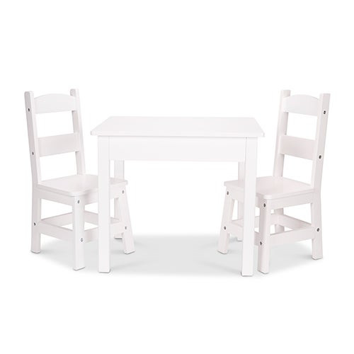 3pc Wooden Table & Chairs Set White - Ages 3-6 Years