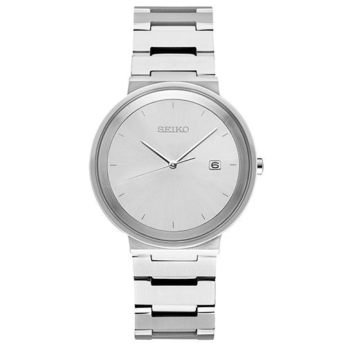 Mens Essentials Contemporary Silver-Tone Watch Silver Dial