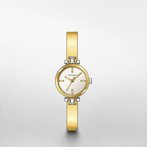 Ladies Slim Gold-Tone Stainless Steel Watch Ivory Dial