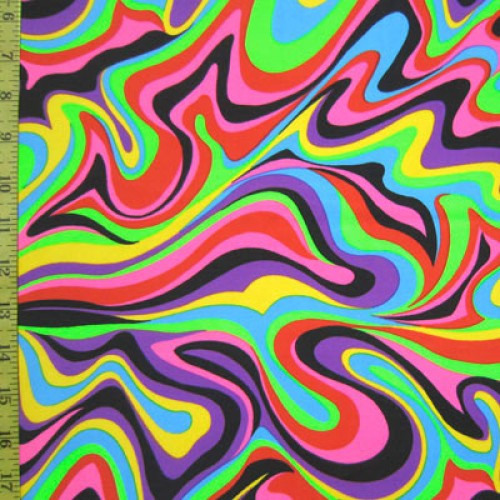 Wavy undulating lines in a rainbow of colors.