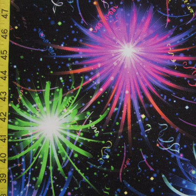 Fireworks pattern on black fabric