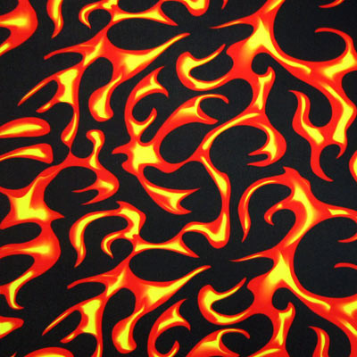 Flame print on black fabric