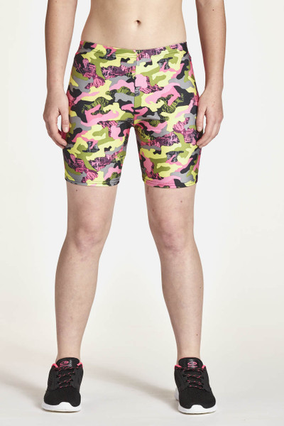 6" Shorts Front View Shown in Lady Camo