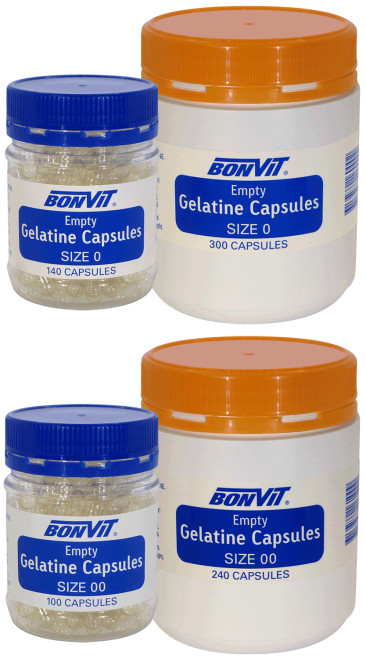 Bonvit Empty Gelatine Capsules Size '0' 300c Bonvit Empty Gelatine Capsules Size '0' 300c
