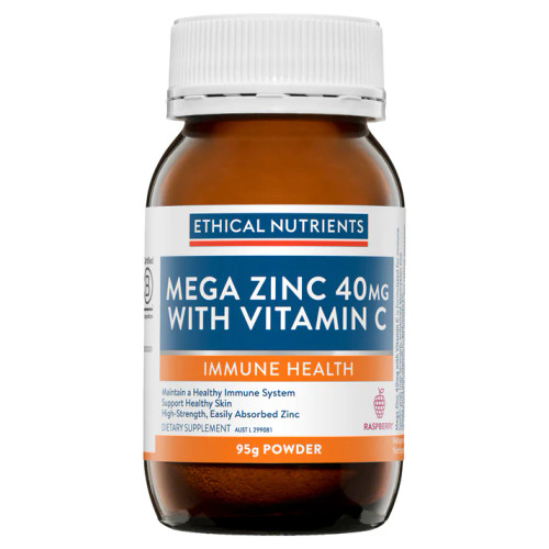 Ethical Nutrients Mega Zinc 40mg with Vit C (Raspberry) 95g