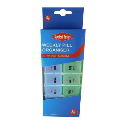Pill Box Weekly Planner Removable (2 per day AM PM) Small