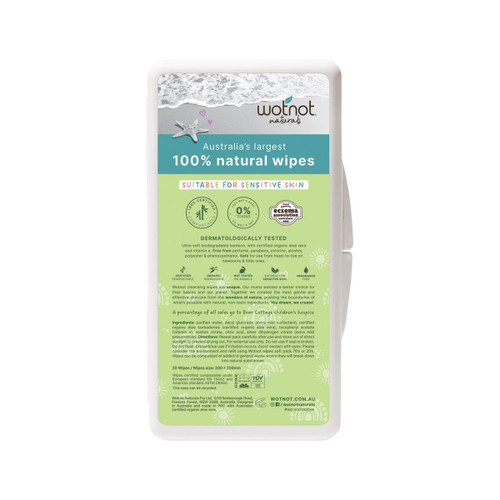 Wotnot Nat Wipes Natural (Baby) with Travel Hard Case x 20 Pack