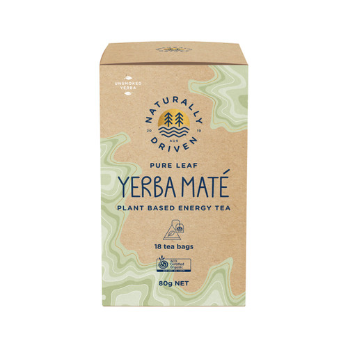 Naturally Driven Org Yerba Mate Tea Pure Leaf x 18 Tea Bags