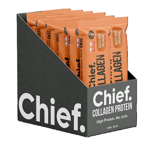 Chief Nutrition Collagen Protein Bar Hazelnut Brownie Box of 12