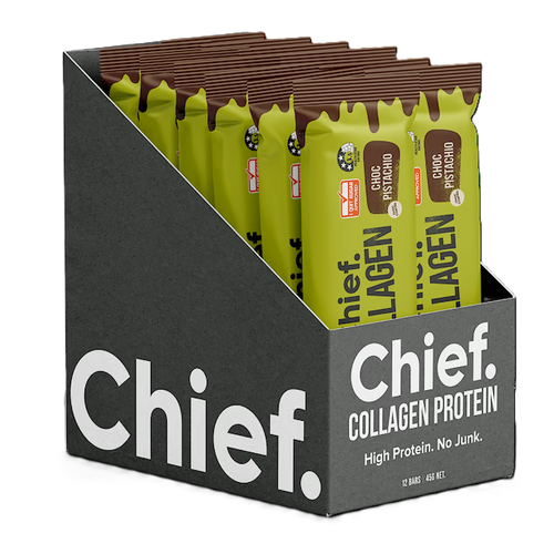 Chief Nutrition Collagen Protein Bar Choc Pistachio Box of 12