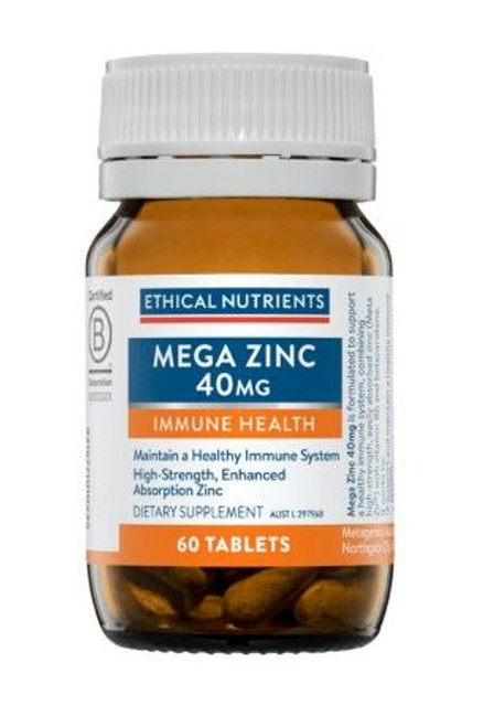 Ethical Nutrients Mega Zinc 40mg 60 Tablets