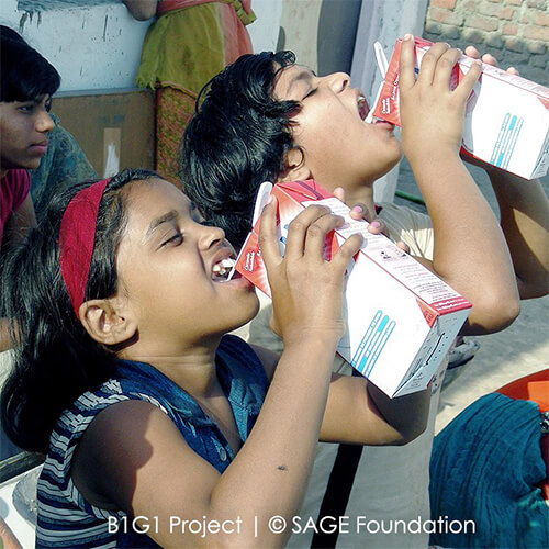 Children drink milk
