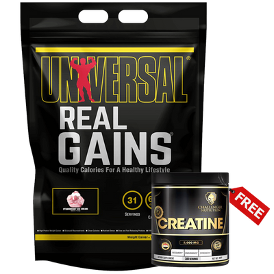 Universal Real Gains 4.8Kg Strawberry Ice Cream+Challenger Creatine 150gm