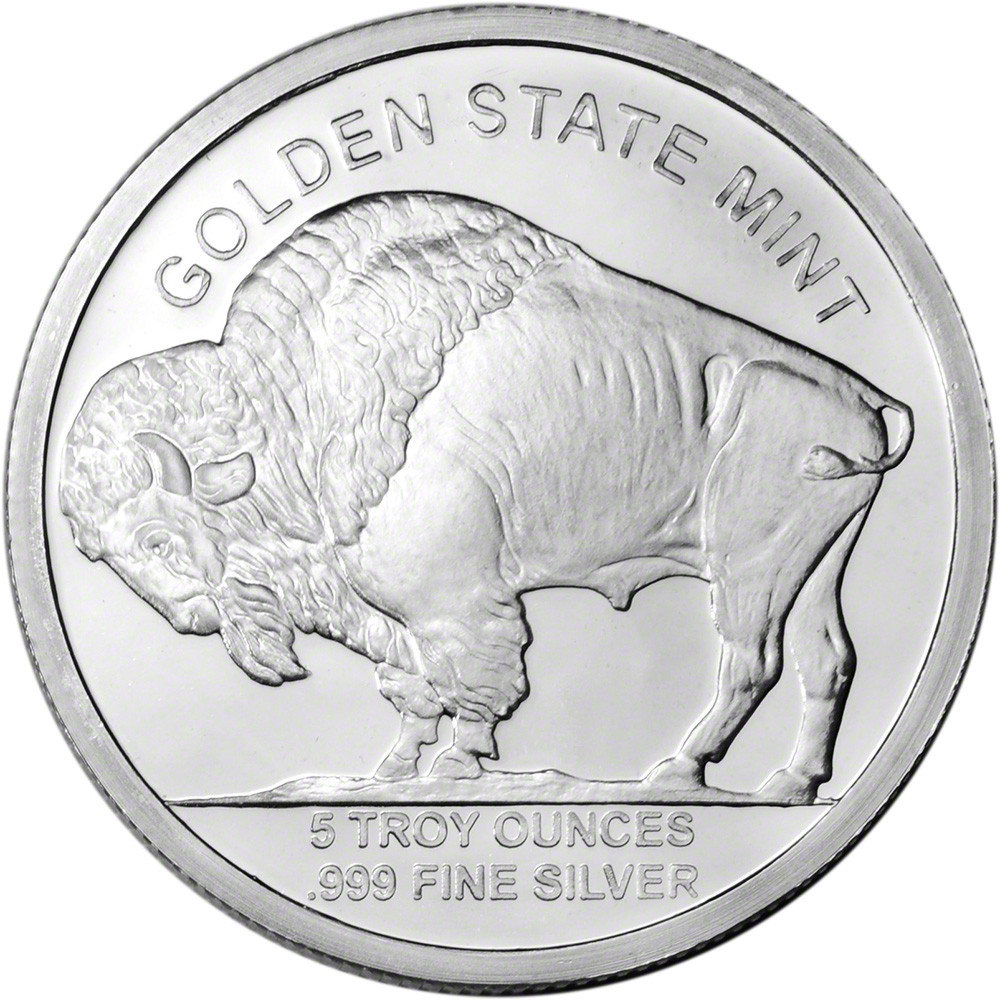 5 oz. Golden State Mint Silver Round Buffalo Design .999 Fine Tube