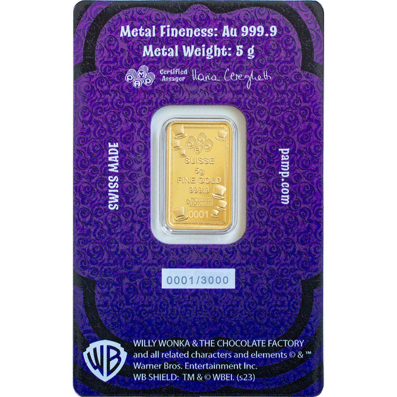 5 gram Gold Bar PAMP Suisse - Willy Wonka Golden Ticket