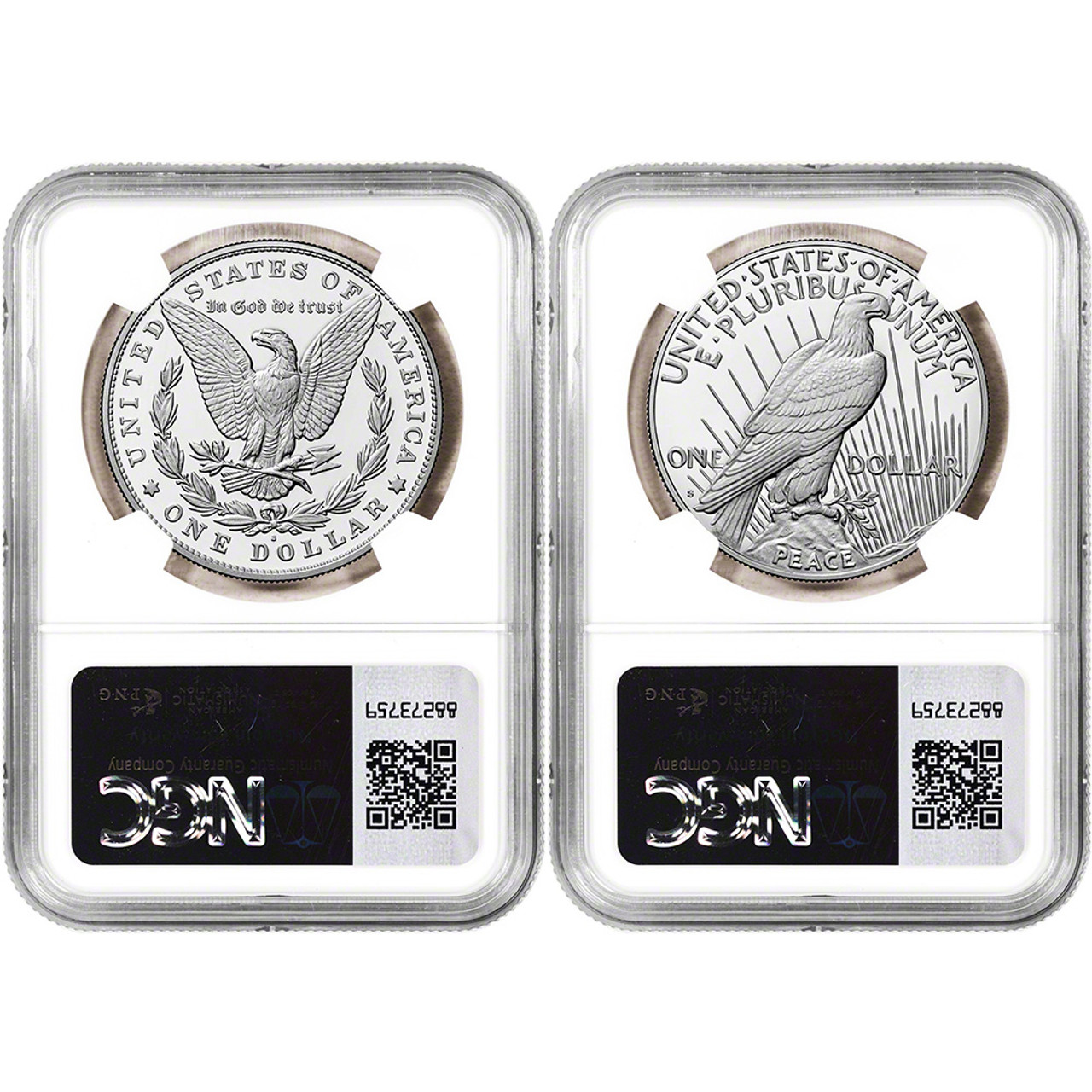 2023 S US 2 Coin Morgan and Peace Silver Dollar Proof Set NGC PF70