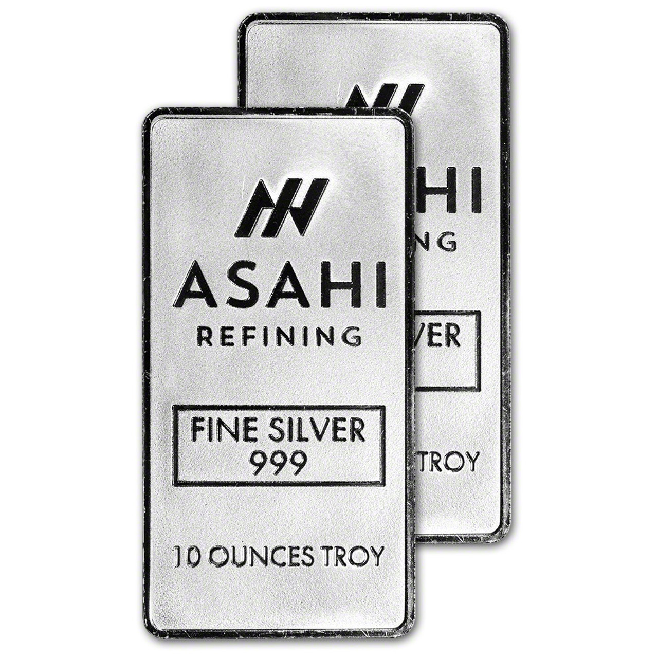 TWO (2) 10 oz Silver Bar - Asahi Refining .999 Fine [SILVER-Bar