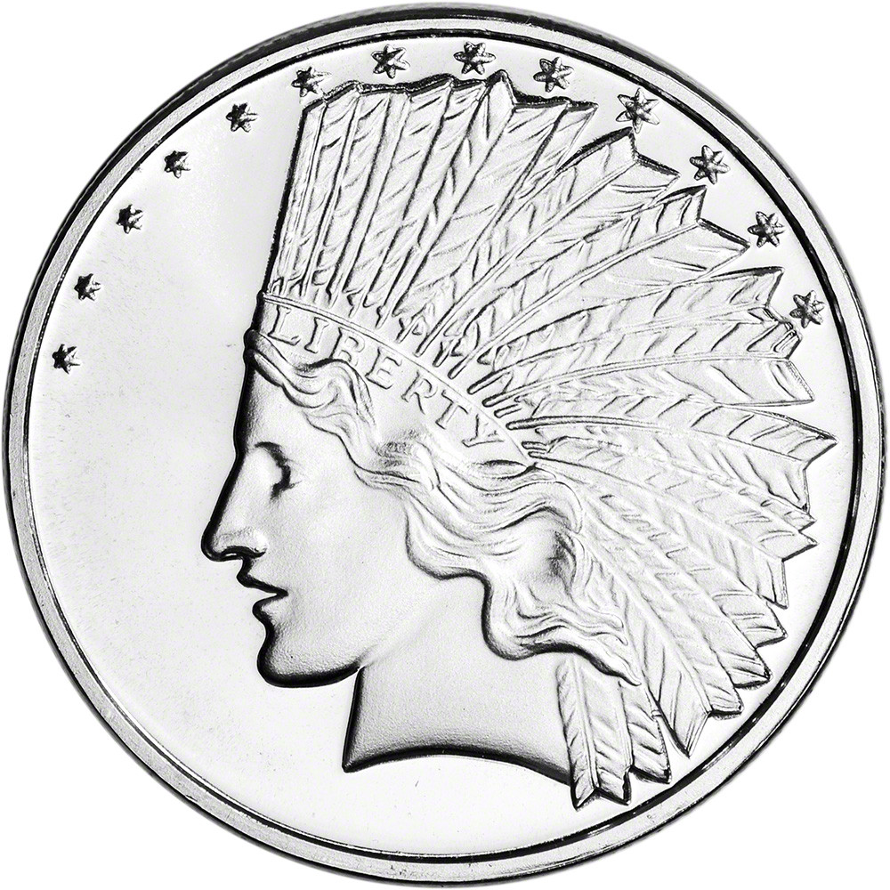 1 oz SilverTowne Silver Round - $10 Indian Design - 999 Fine