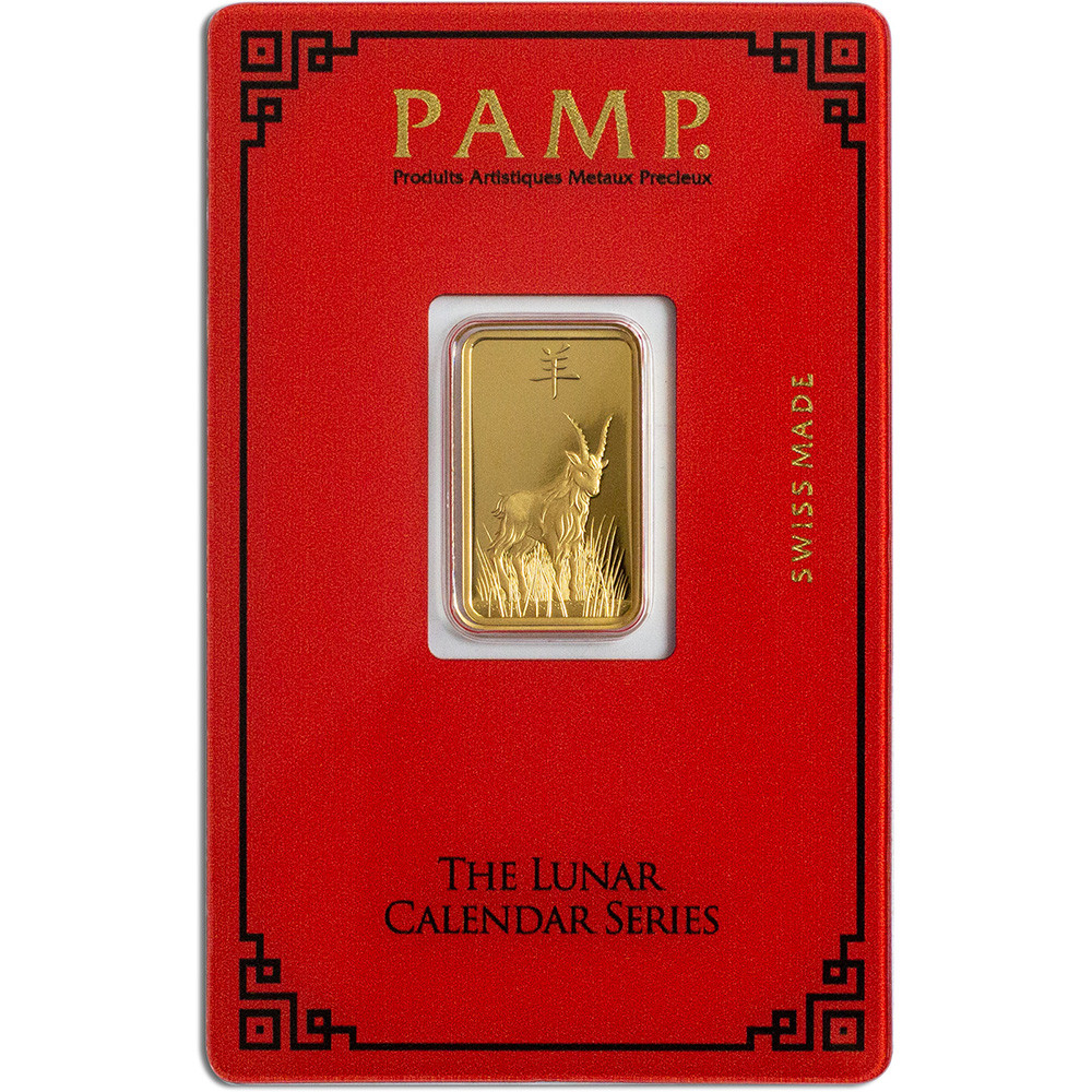 5 gram Gold Bar - PAMP Suisse - Lunar Year of the Goat - 999.9