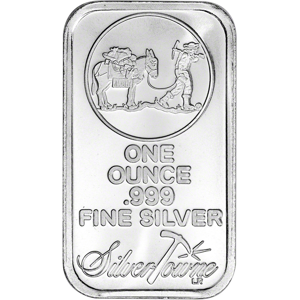1 oz. SilverTowne Silver Bar - Trademark Prospector Design - 999