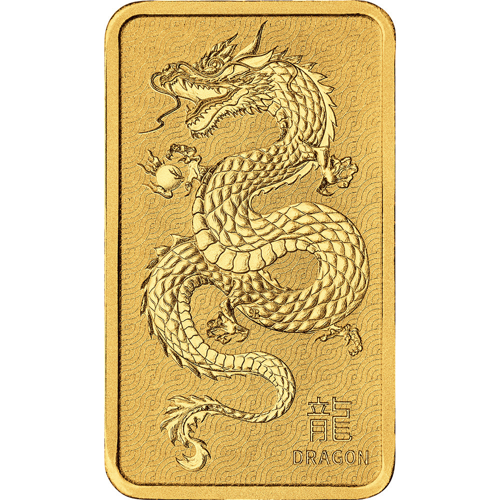1 oz Gold Bar Perth Mint Lunar Year of the Dragon 999.9 Fine [GOLD
