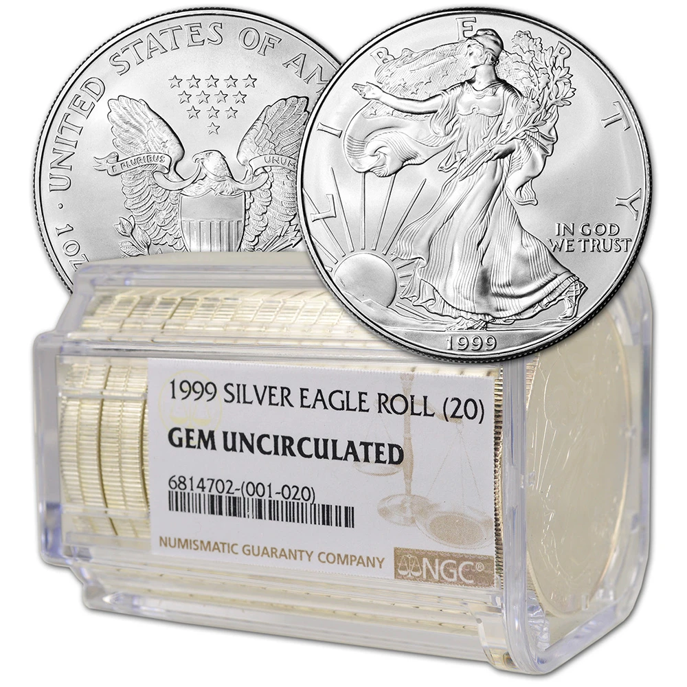 Roll of 20 - 1999 American Silver Eagle - NGC Gem Uncirculated [99-ASE ...