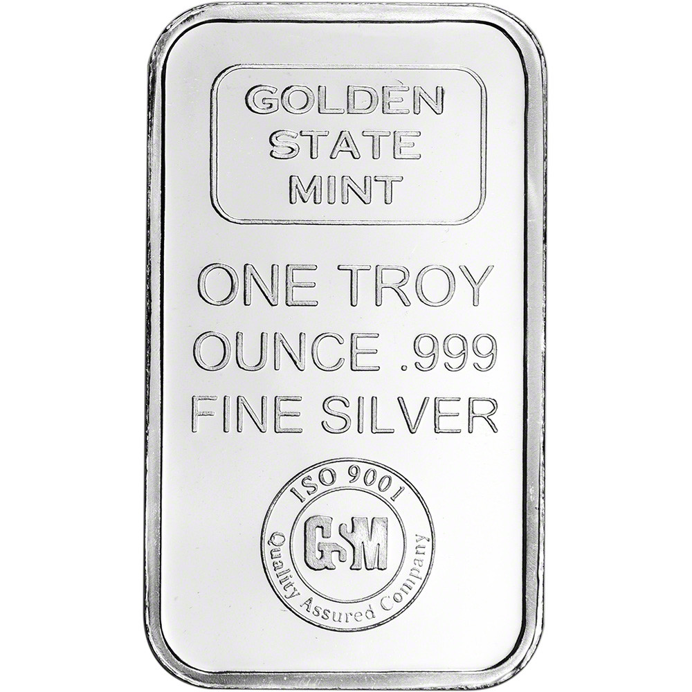 1 oz. Golden State Mint Silver Bar .999 Fine [SILVER-Bar-1oz-GSM